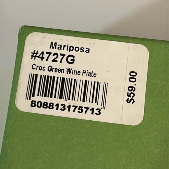 NWT MARIPOSA Croc Green Wine Plate - Picture 5 of 9